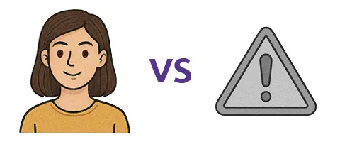 Mulher saudável VS Aviso de risco